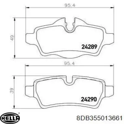 Задні гальмівні колодки HELLA 8DB355013661 ціна, від 30.16 USD