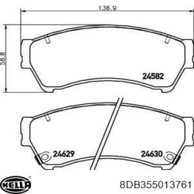 8DB355013761 HELLA Передні гальмівні колодки