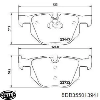 Колодки гальмові задні, дискові 8DB355013941 HELLA