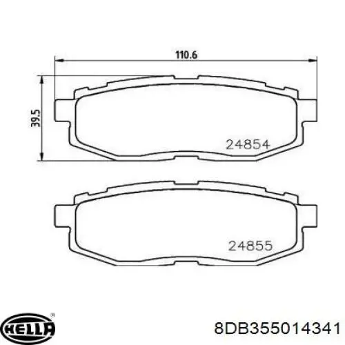 Задні гальмівні колодки HELLA 8DB355014341 ціна, від 17.82 USD
