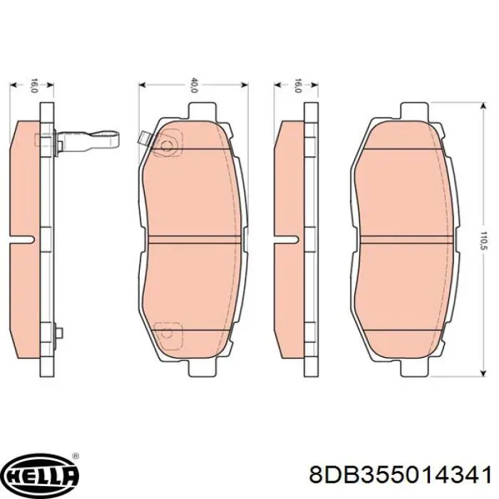 Задні гальмівні колодки 8DB355014341 HELLA