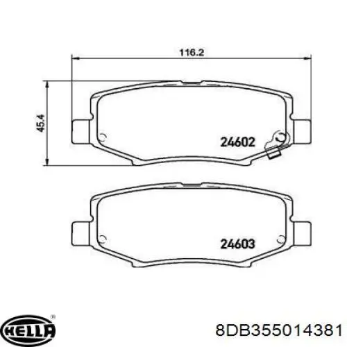 Задні гальмівні колодки HELLA 8DB355014381 ціна, від 27.64 USD