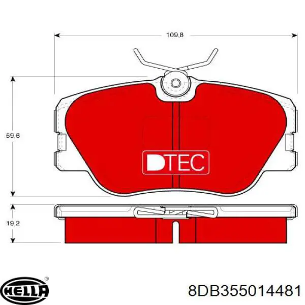 Купити 8DB355014481 HELLA Колодки гальмівні передні, дискові