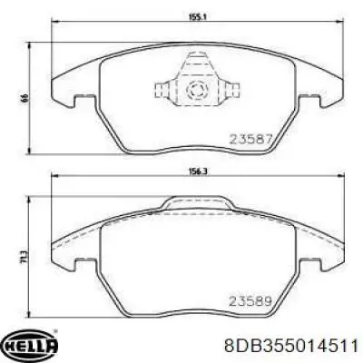 Колодки гальмівні передні, дискові 8DB355014511 HELLA