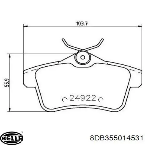 Колодки гальмові задні, дискові 8DB355014531 HELLA