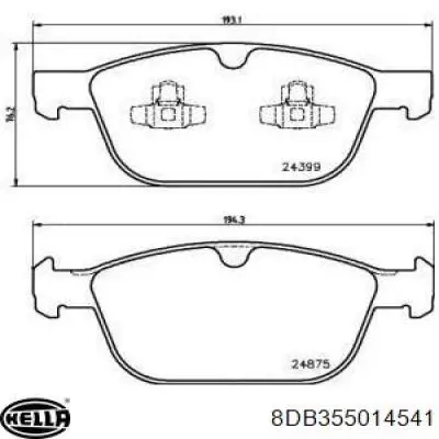 8DB355014541 HELLA Передні гальмівні колодки