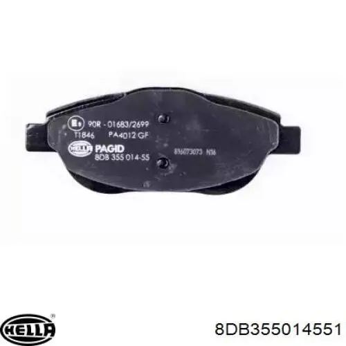 Колодки гальмівні передні, дискові 8DB355014551 HELLA