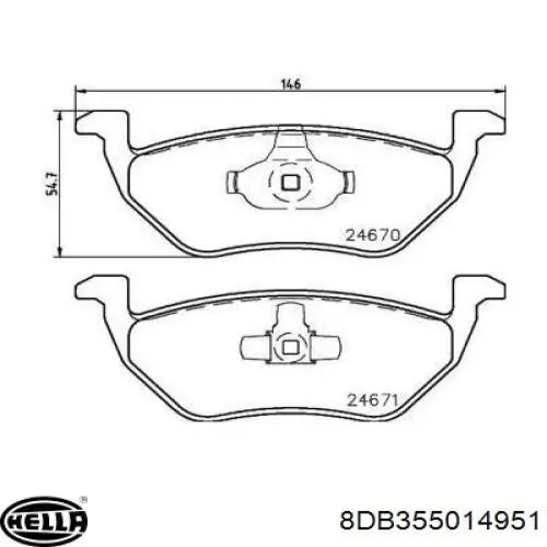 Задні гальмівні колодки HELLA 8DB355014951 ціна, від 26.08 USD