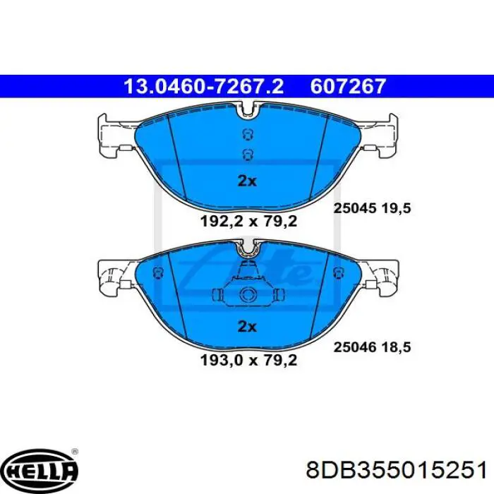 Купити 8DB355015251 HELLA Колодки гальмівні передні, дискові