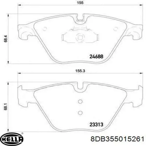 Купити 8DB355015261 HELLA Колодки гальмівні передні, дискові
