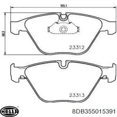 Колодки гальмівні передні, дискові 8DB355015391 HELLA