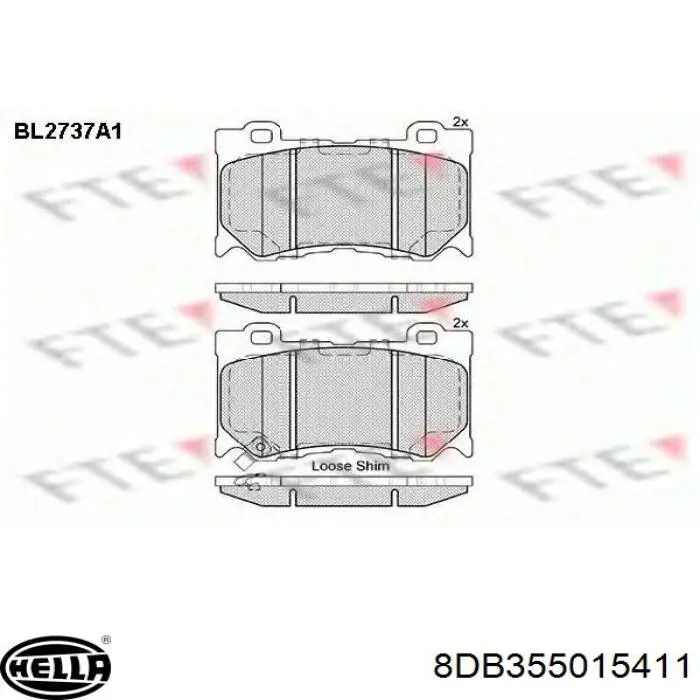 Купити 8DB355015411 HELLA Колодки гальмівні передні, дискові