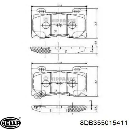 Передні тормозні колодки 8DB355015411 HELLA
