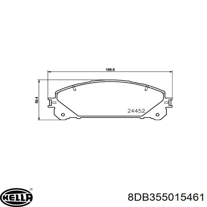 Колодки гальмівні передні, дискові 8DB355015461 HELLA