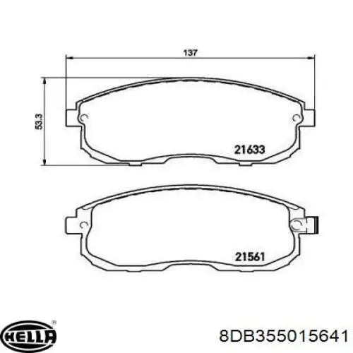 Колодки гальмівні передні, дискові 8DB355015641 HELLA