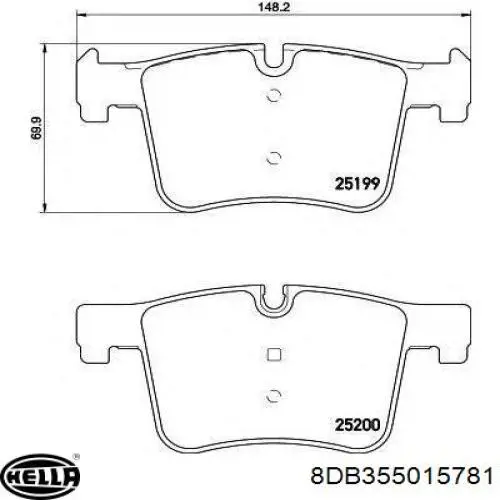 Купити 8DB355015781 HELLA Колодки гальмівні передні, дискові