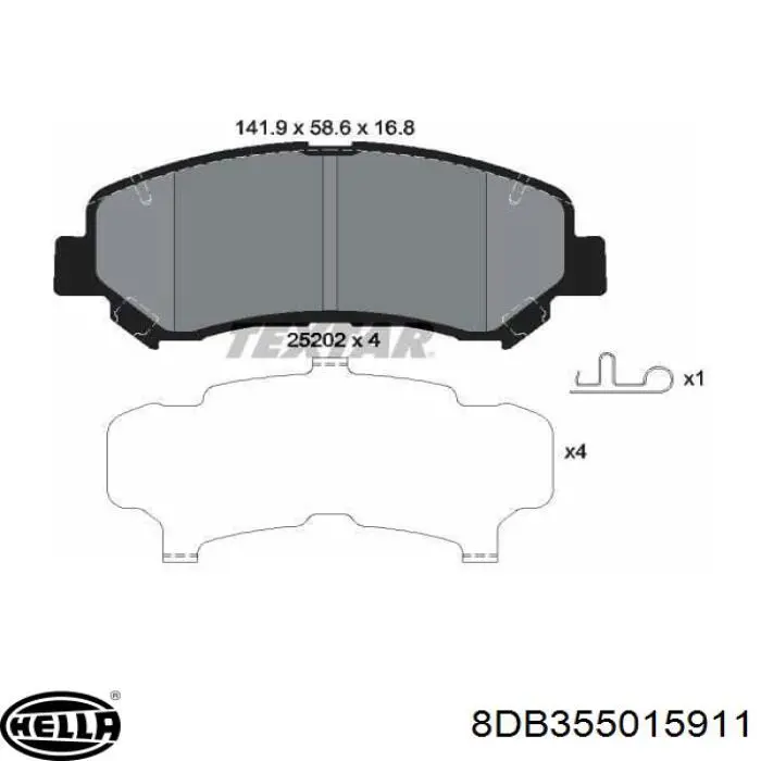Купити 8DB355015911 HELLA Колодки гальмівні передні, дискові