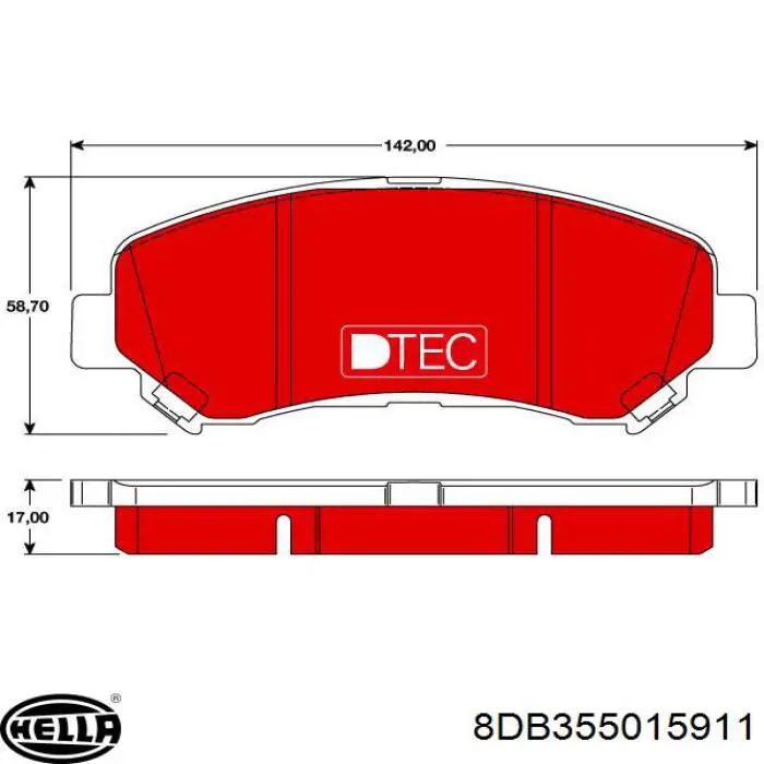Передні тормозні колодки 8DB355015911 HELLA