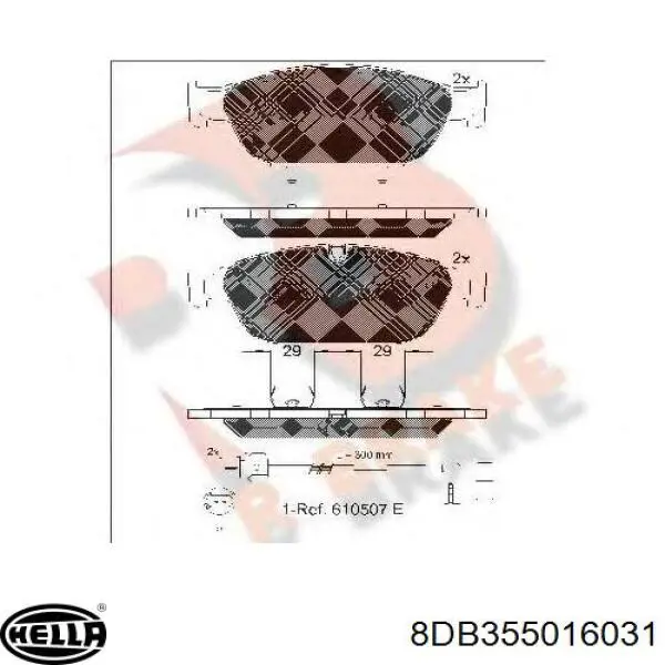Передні тормозні колодки 8DB355016031 HELLA