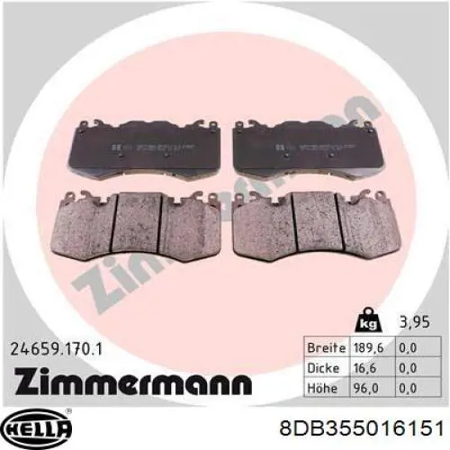 Гальмівні колодки HELLA 8DB355016151 ціна, від 130.25 USD