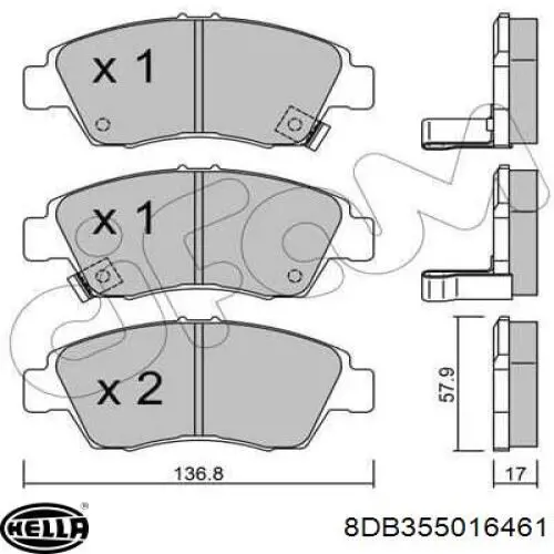 Купити 8DB355016461 HELLA Колодки гальмівні передні, дискові