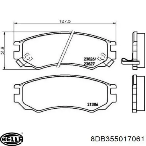 Колодки гальмівні передні, дискові 8DB355017061 HELLA