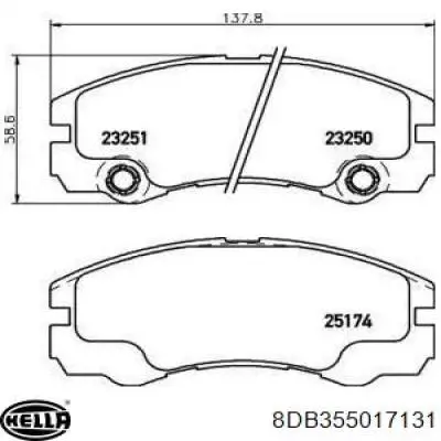 Колодки гальмівні передні, дискові 8DB355017131 HELLA