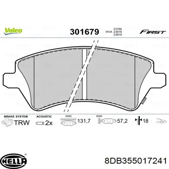 Гальмівні колодки HELLA 8DB355017241 ціна, від 22.25 USD