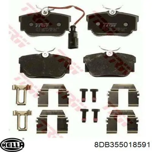 Купити 8DB355018591 HELLA Задні колодки