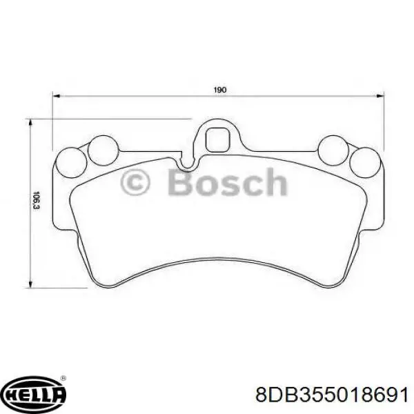 Передні тормозні колодки 8DB355018691 HELLA