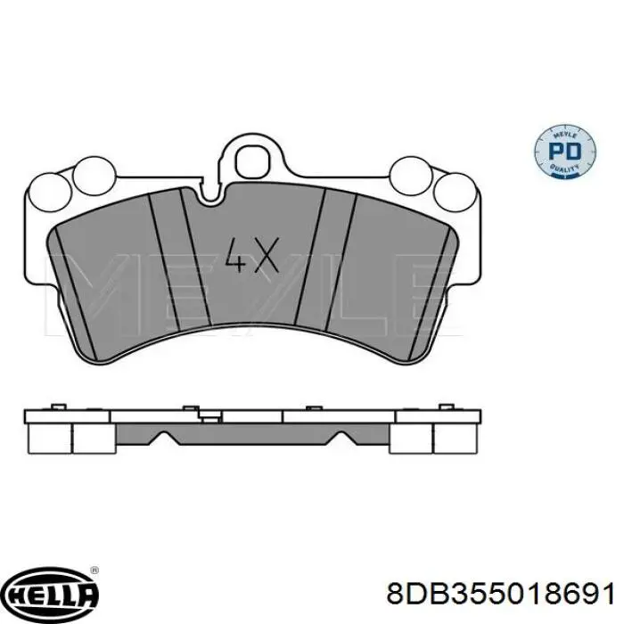 Купити 8DB355018691 HELLA Колодки гальмівні передні, дискові