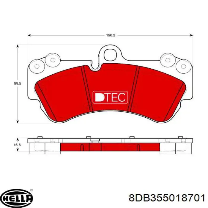 Купити 8DB355018701 HELLA Колодки гальмівні передні, дискові