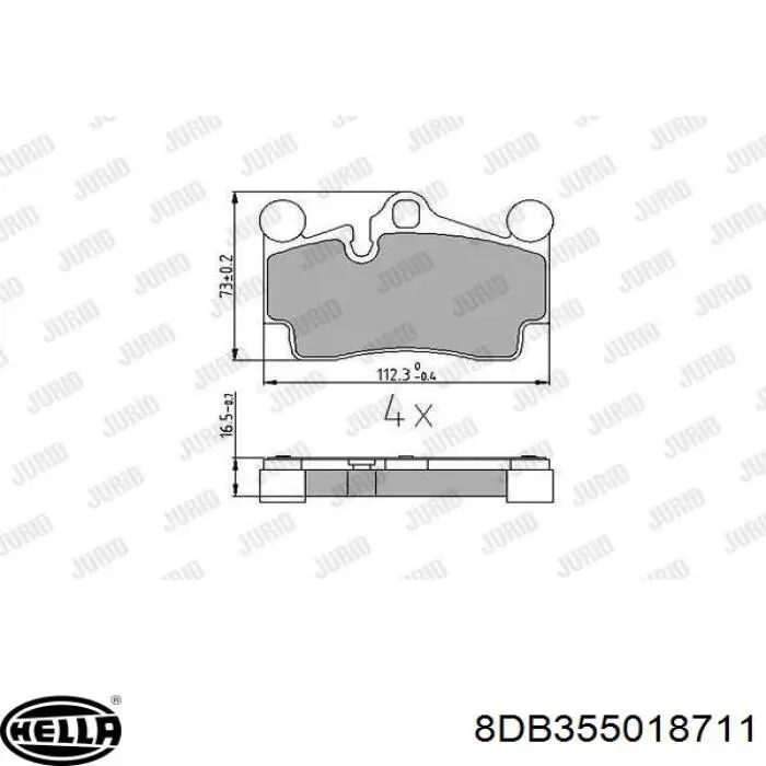 Задні гальмівні колодки 8DB355018711 HELLA