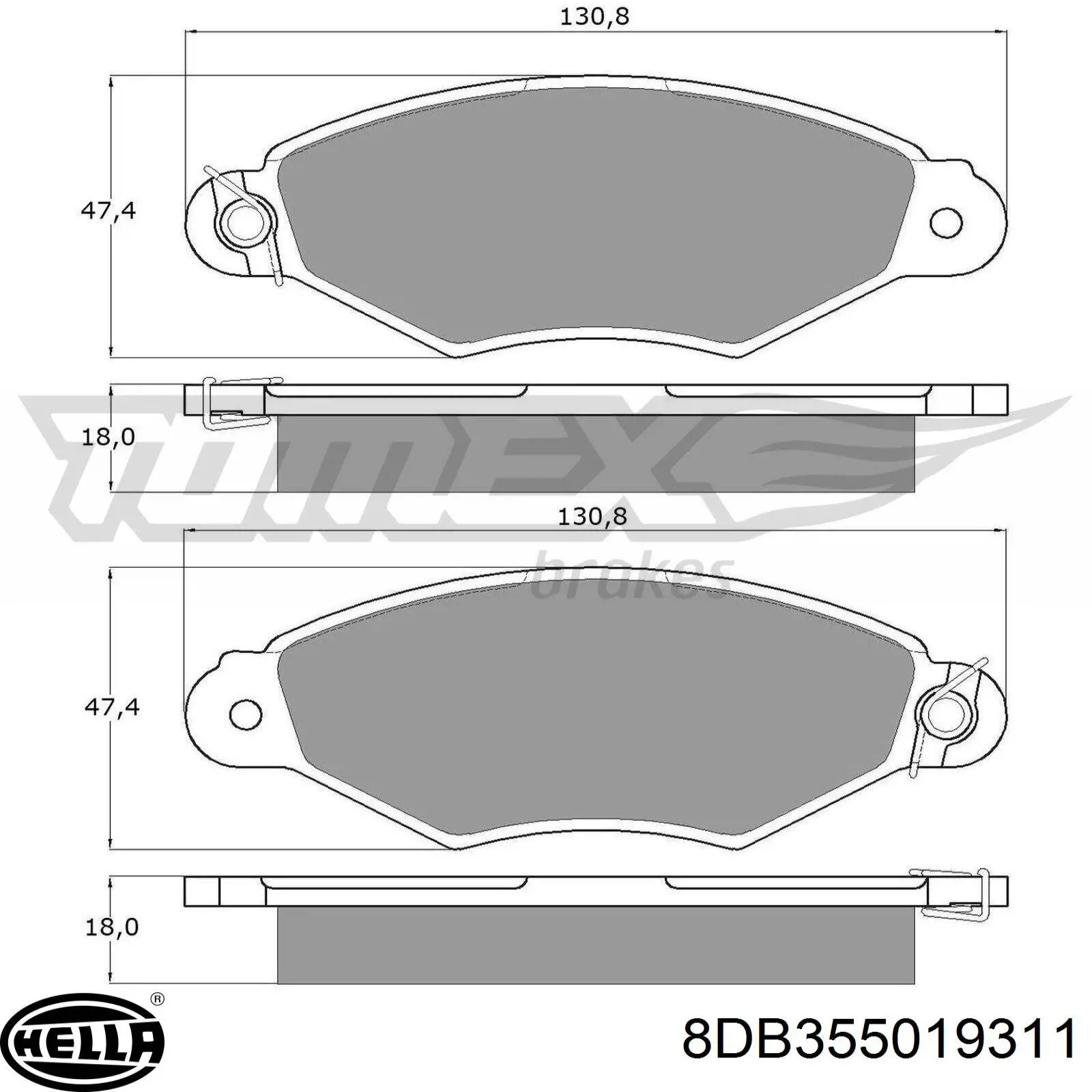 Передні тормозні колодки 8DB355019311 HELLA