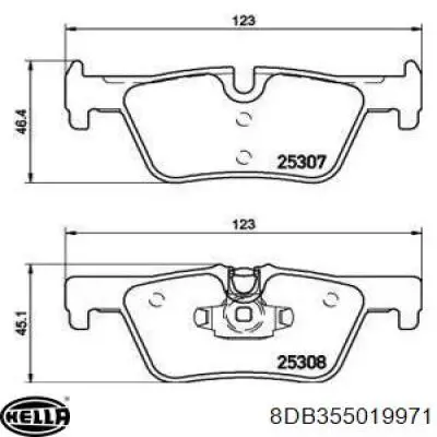 Задні гальмівні колодки HELLA 8DB355019971 ціна, від 35.50 USD