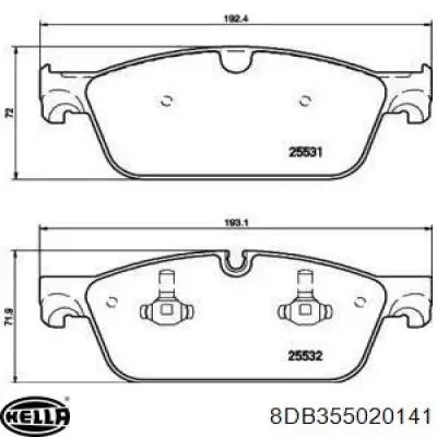 Колодки гальмівні передні, дискові 8DB355020141 HELLA