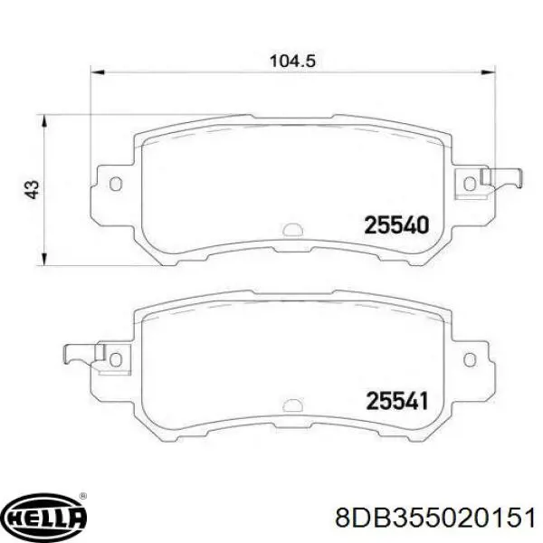 Задні гальмівні колодки HELLA 8DB355020151 ціна, від 21.48 USD