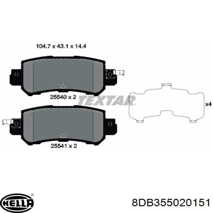 Купити 8DB355020151 HELLA Задні колодки