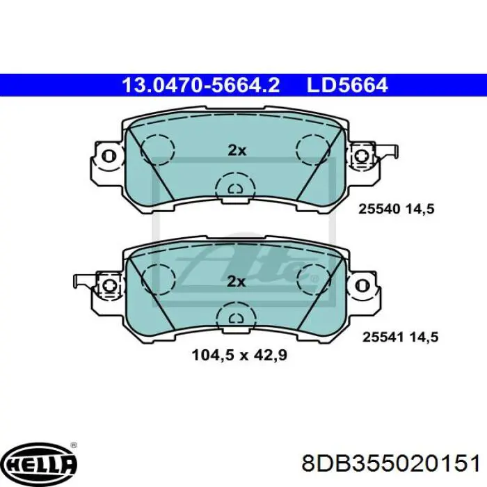 Задні гальмівні колодки 8DB355020151 HELLA