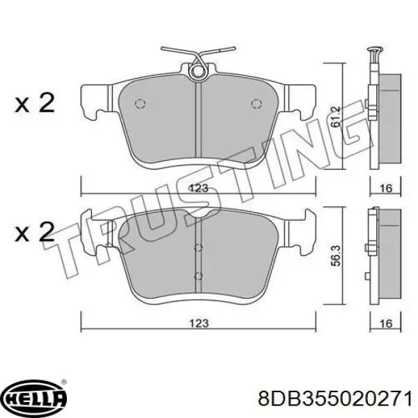 Купити 8DB355020271 HELLA Задні колодки