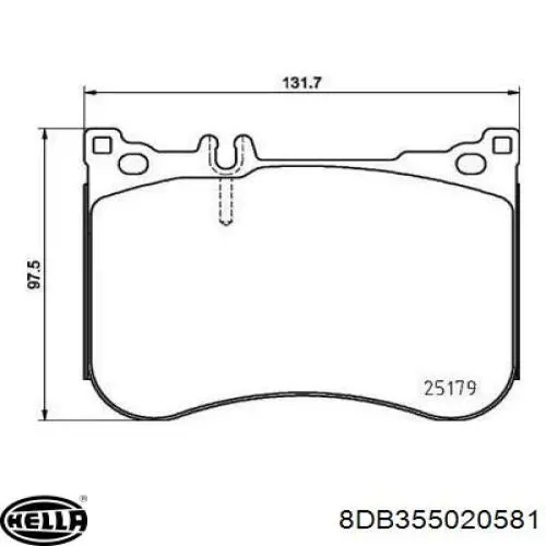 Колодки гальмівні передні, дискові 8DB355020581 HELLA