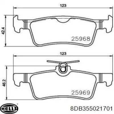 Колодки гальмові задні, дискові 8DB355021701 HELLA