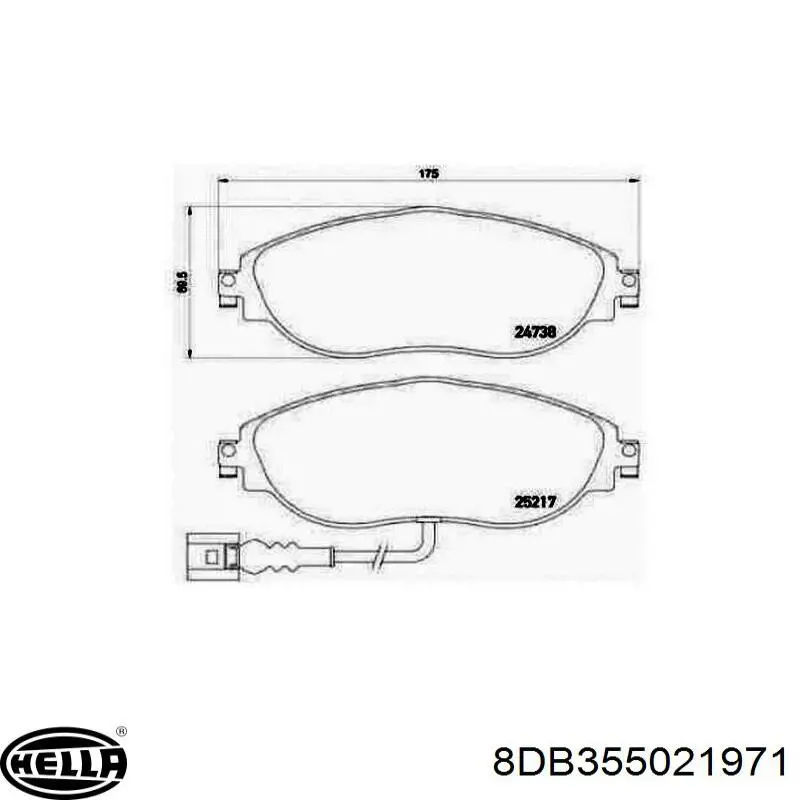 Передні тормозні колодки 8DB355021971 HELLA