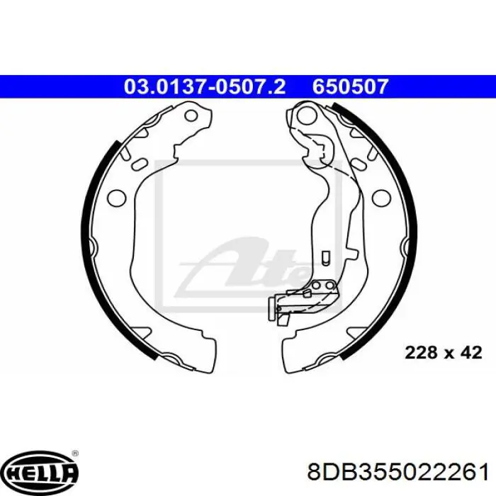 Колодки гальмові задні, барабанні 8DB355022261 HELLA