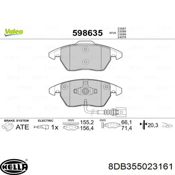 Гальмівні колодки HELLA 8DB355023161 ціна, від 38.13 USD
