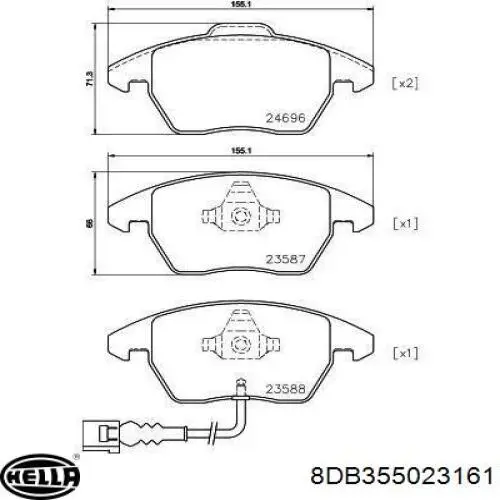 Передні тормозні колодки 8DB355023161 HELLA