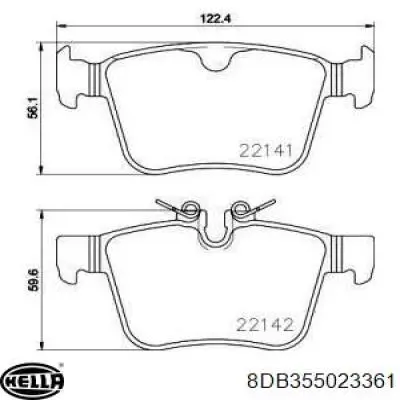 Колодки гальмові задні, дискові 8DB355023361 HELLA