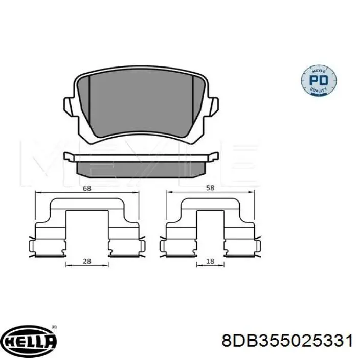 Задні гальмівні колодки 8DB355025331 HELLA