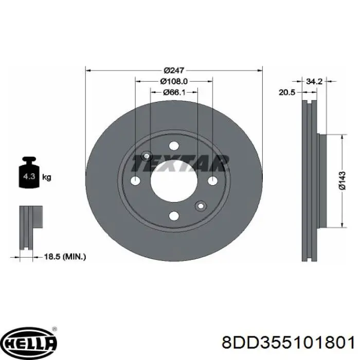 8DD355101801 HELLA диск гальмівний передній