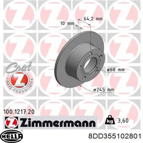 Гальмівні диски 8DD355102801 HELLA